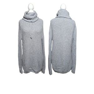 Athleta Women's Chunky Knit Merino Wool Blend Grey Side Zipper Sweater Sz Small